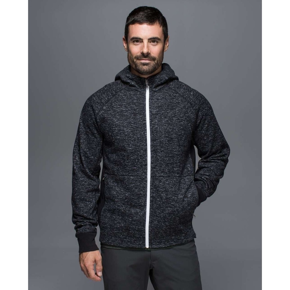 Lululemon Best Coast Hoodie Men's XL Needles Texture Dark Gray Fleece Full Zip